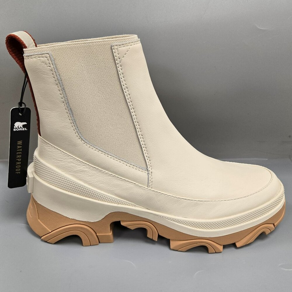SOREL Brex Chelsea Boot Pull On Ankle Bootie Natural Sea Salt Leather Size 8